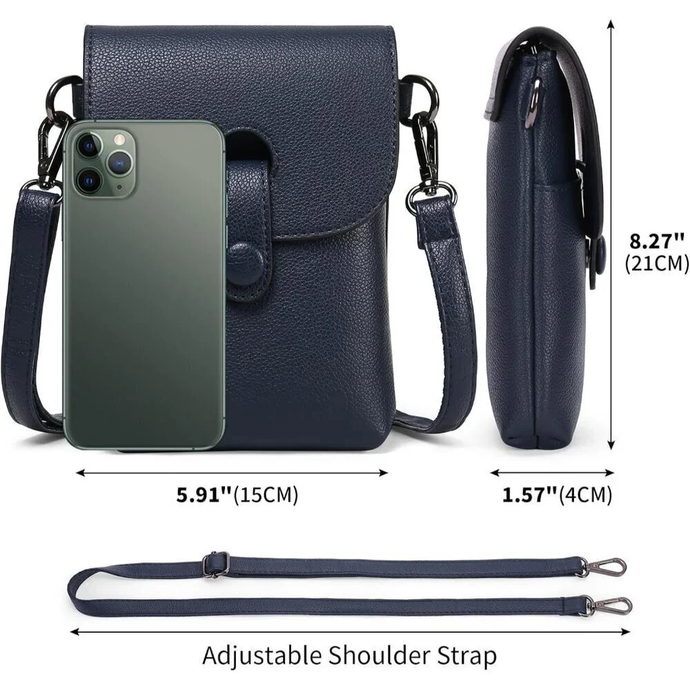 Cell Phone Purse Small Crossbody Wallet Vegan Leather Adjustable Strap